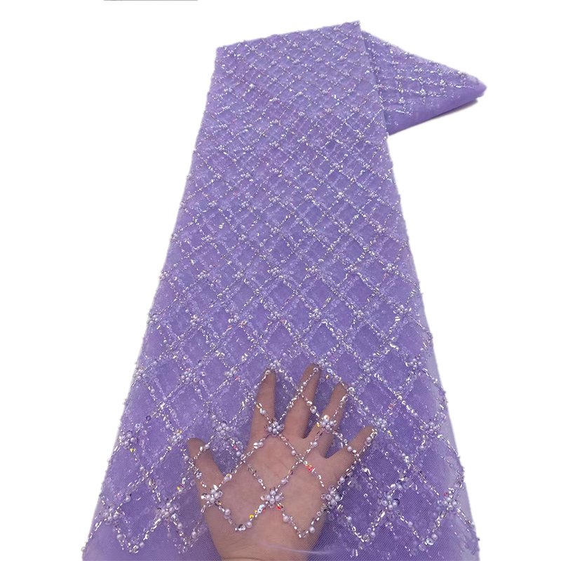 NI.AI Nice Wedding Lace Fabric Fancy Sequins African Dress Beautiful Sequence Net Lace With Beads