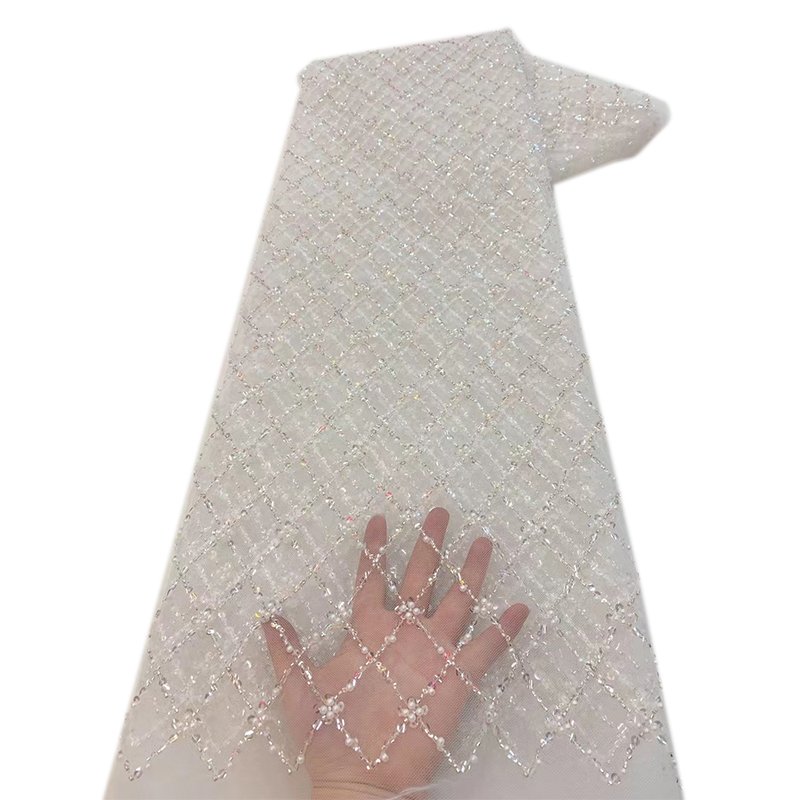 NI.AI Nice Wedding Lace Fabric Fancy Sequins African Dress Beautiful Sequence Net Lace With Beads