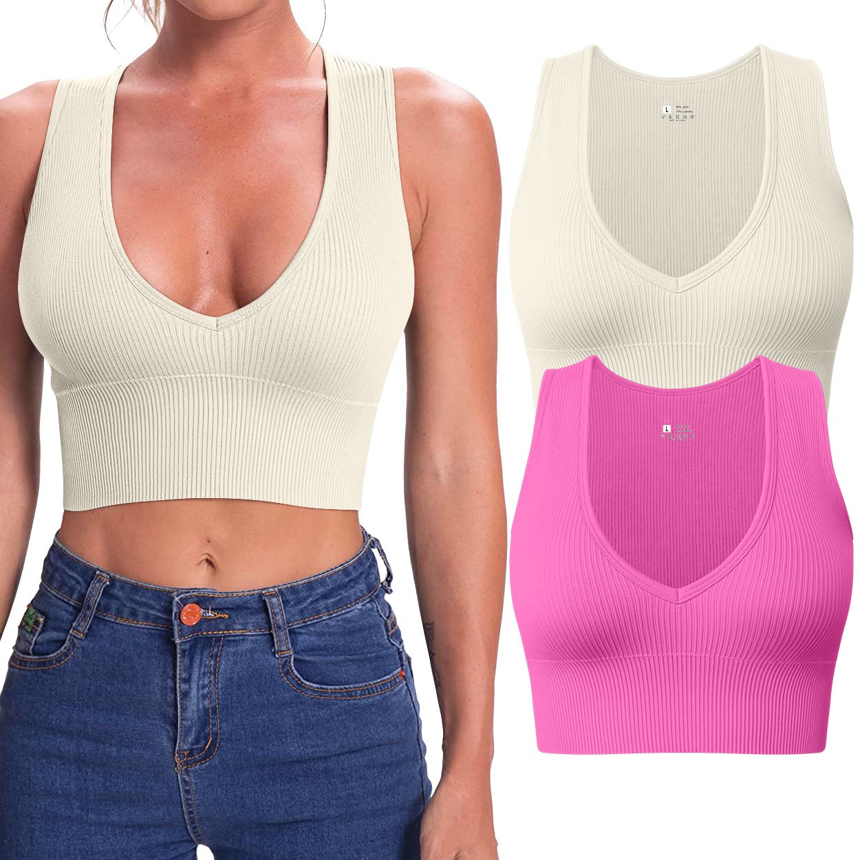 New Wholesale Women's Open Back Yoga Vest Knitted Rib Seamless Fitness Clothes Low Neck Sleeveless Sport Top