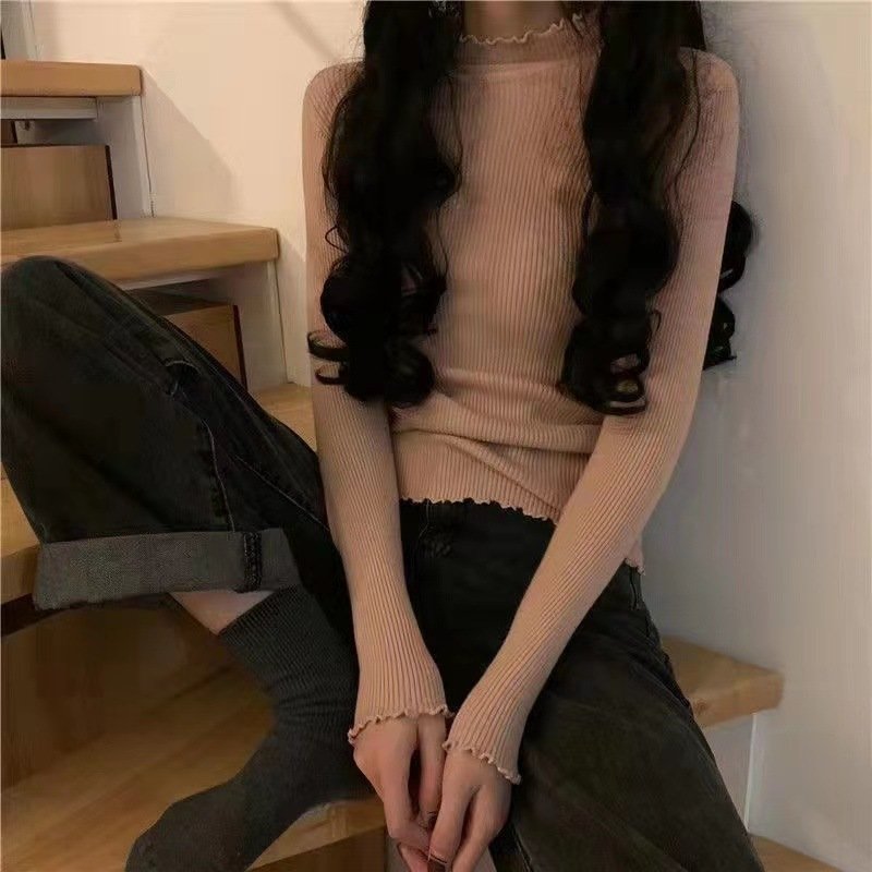One Size Women Sweater Turtleneck Women Tops High Neck Sweaters Girl Knitted Cotton Ribbed Pullover Women'S Sweaters