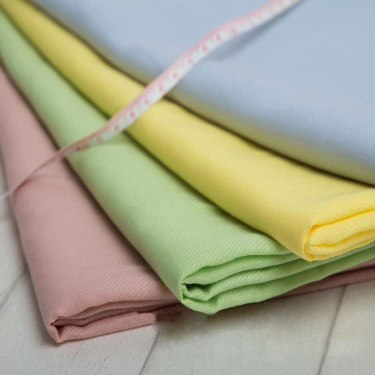 Fabric suppliers high quality customized plain color twill blended fabrics shirt dress ramie/cotton cloth roll fabric in china