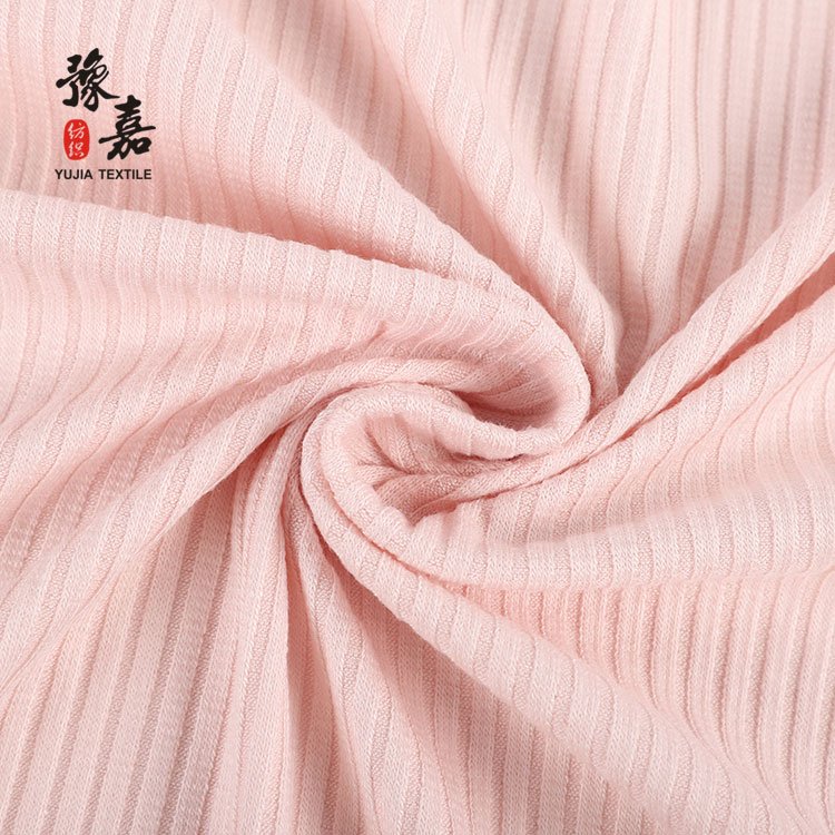 Eco-friendly Plain Dyed 280gsm Knitted Rib Bamboo Spandex Organic Cotton Fabric For Sweatshirts
