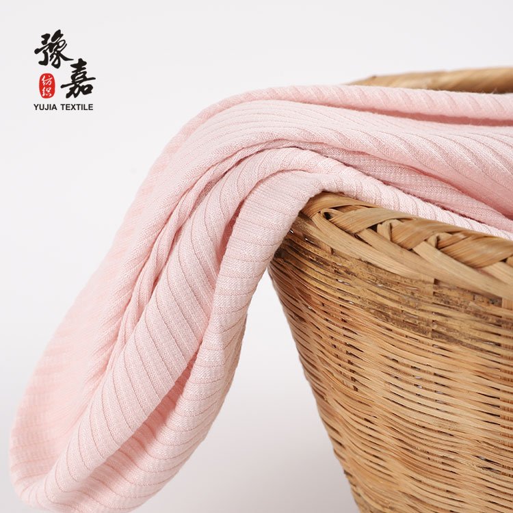 Eco-friendly Plain Dyed 280gsm Knitted Rib Bamboo Spandex Organic Cotton Fabric For Sweatshirts