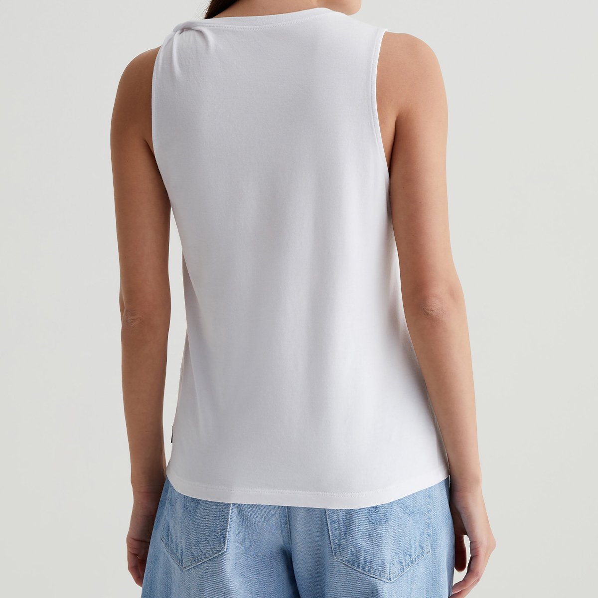 OEM/ODM Custom Fresh White Women's Asymmetrical Twist Tank Top - Stretch-Blend Jersey, Modern Muscle Tee Style