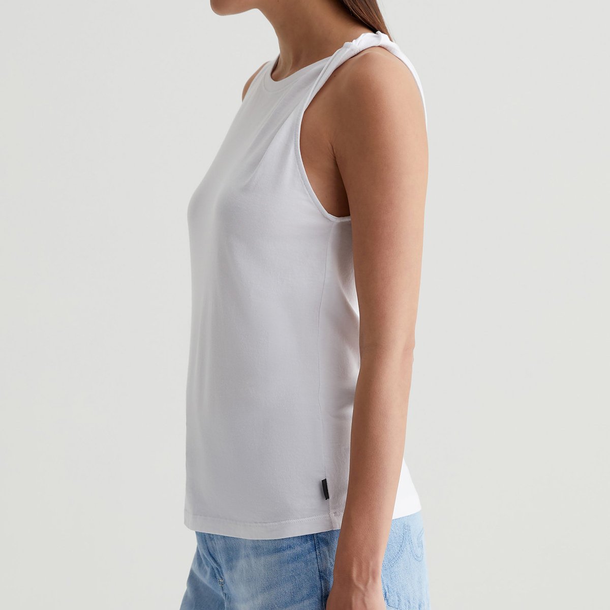 OEM/ODM Custom Fresh White Women's Asymmetrical Twist Tank Top - Stretch-Blend Jersey, Modern Muscle Tee Style