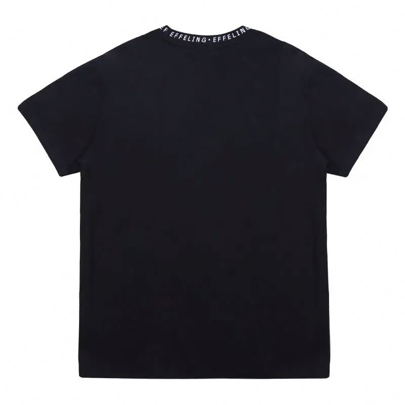 Custom Logo Jacquard Collar Tee Collar Rib Brand Logo T shirt Mens