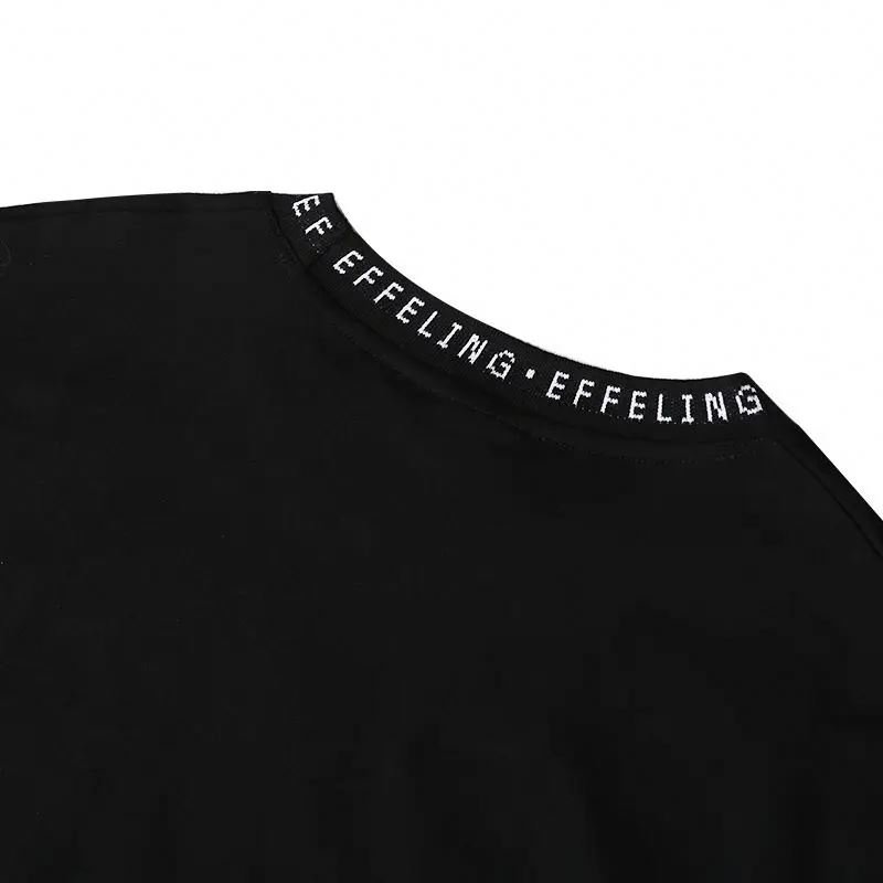 Custom Logo Jacquard Collar Tee Collar Rib Brand Logo T shirt Mens