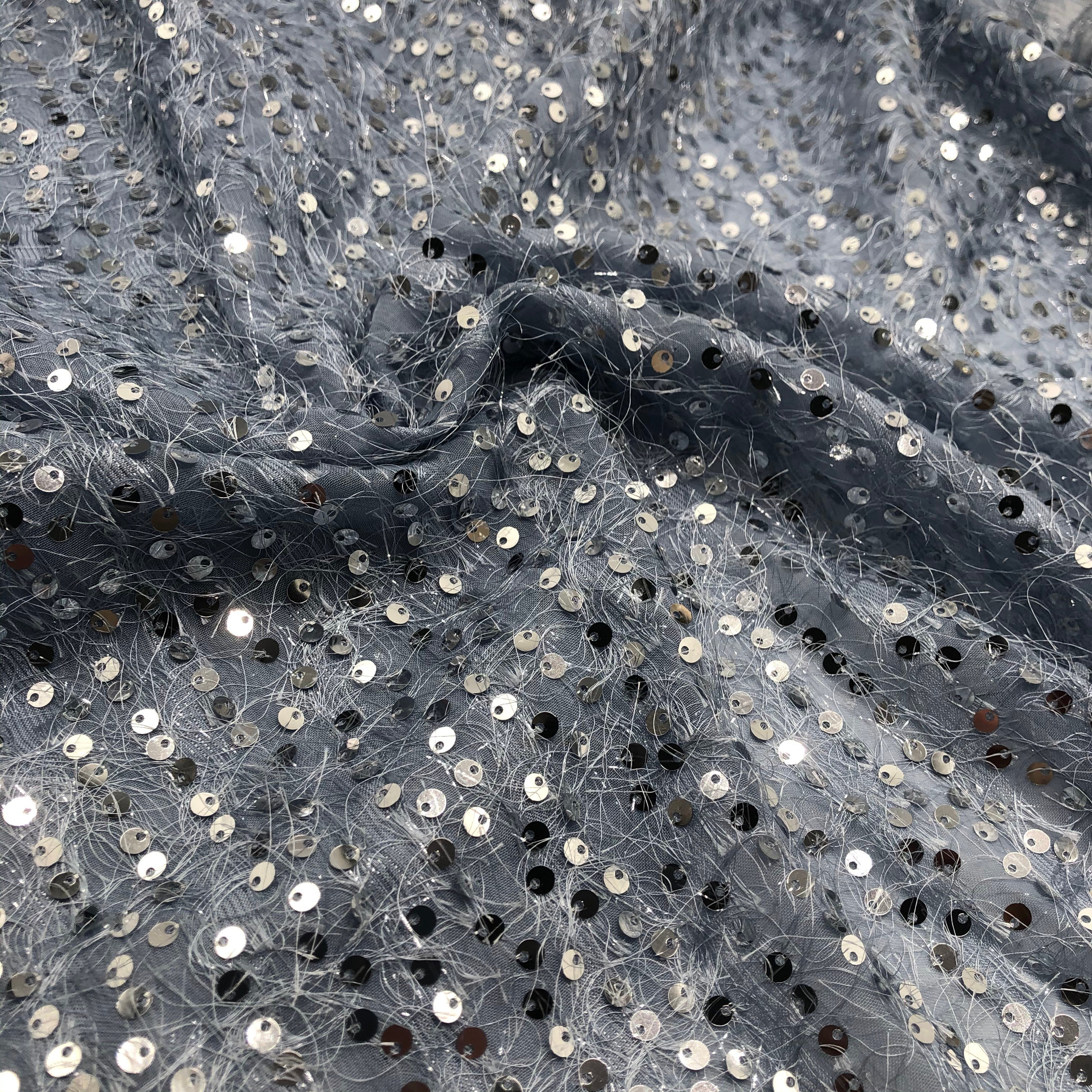 Wholesale Elegant Design Pattern Embroidery Sequins Chiffon Fabrics For Dress