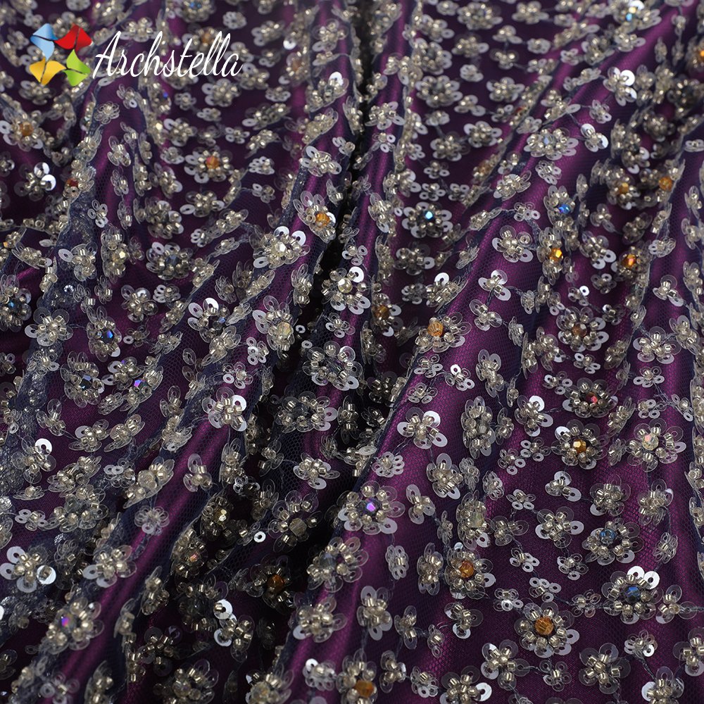 2024 Tik-Tok Hot-Selling Luxury 3d FLowers Beaded Lace French Tulle Fabric for Party Gown and Wedding Dress