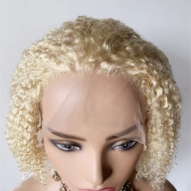 DX173 Wholesale bulk laces brazilian human hair wig short kinky jerry curly hair cream wigs single box braiding 613 Blonde