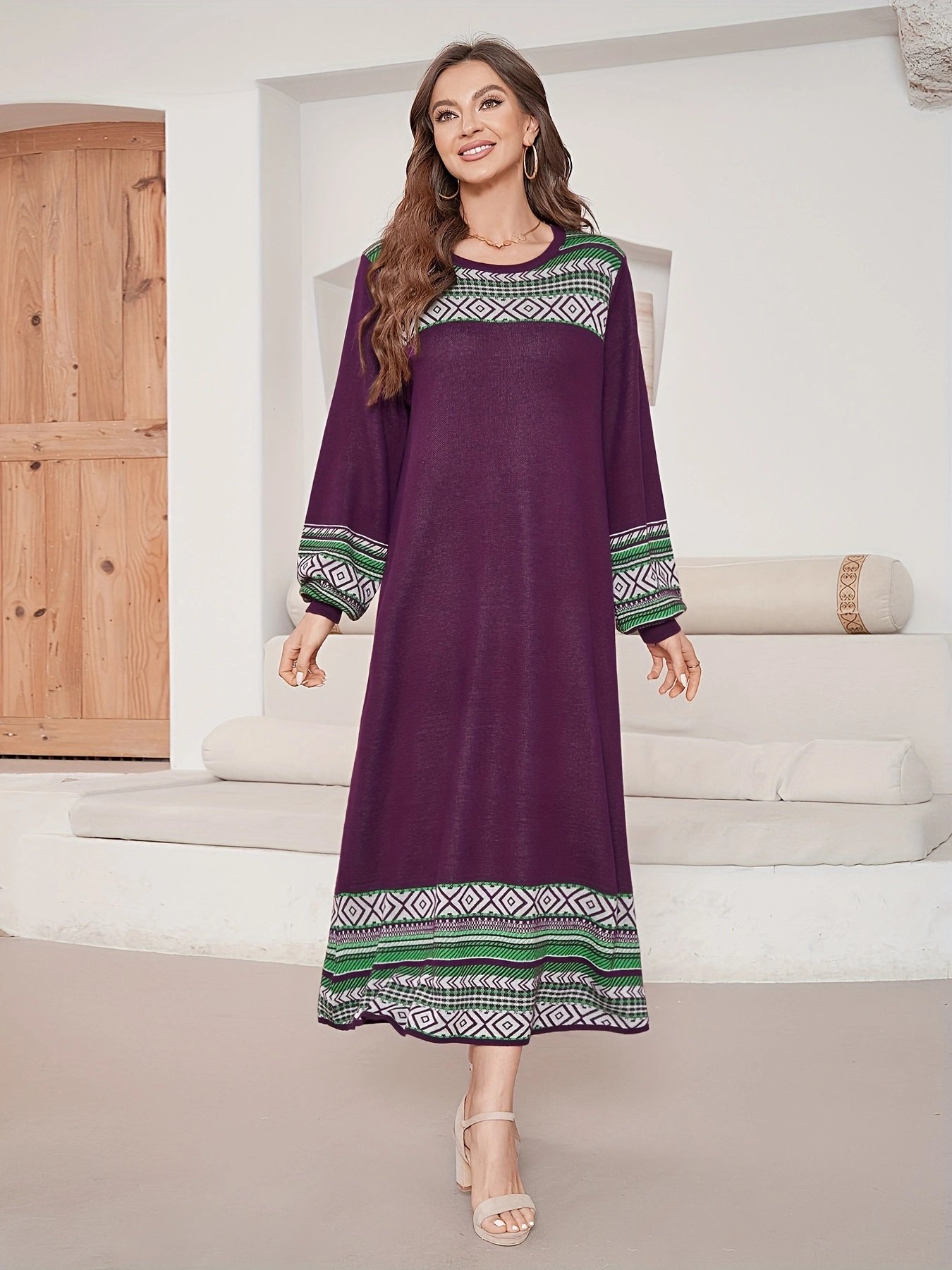 Modern Latest Custom-Made Belted Chunky Knit Sweater Dress Women'S Maxi In Ribbed Detail