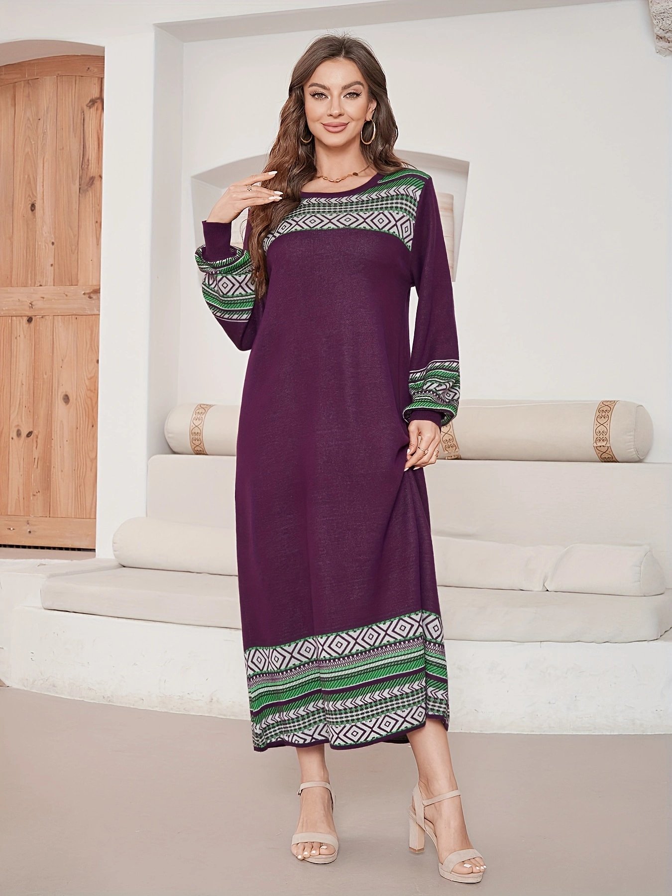 Modern Latest Custom-Made Belted Chunky Knit Sweater Dress Women'S Maxi In Ribbed Detail
