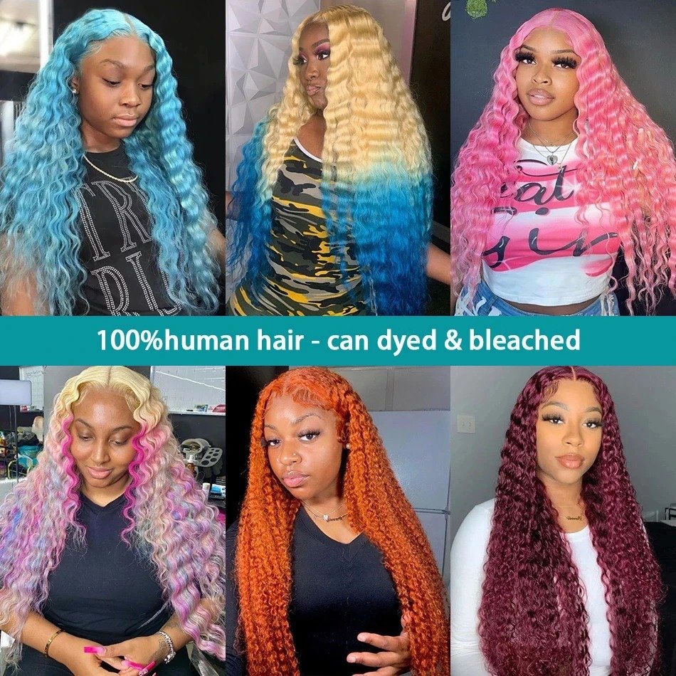 613 Blonde Colored Deep Wave Curly Wig 13x4 Full Lace Front Wig 210 Density 100% Human Hair Wigs for Women on Clearance Sale