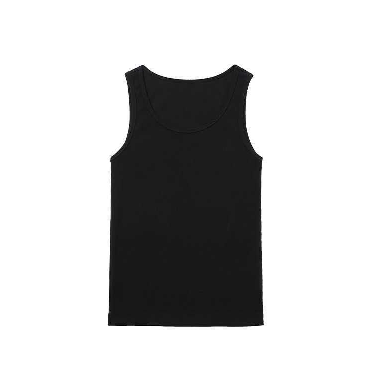 custom logo gym workout quick dry elastin ribbed fleece 100% cotton blank solid regular knit basic undershirts tank top