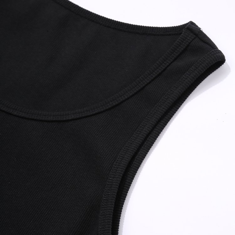 custom logo gym workout quick dry elastin ribbed fleece 100% cotton blank solid regular knit basic undershirts tank top