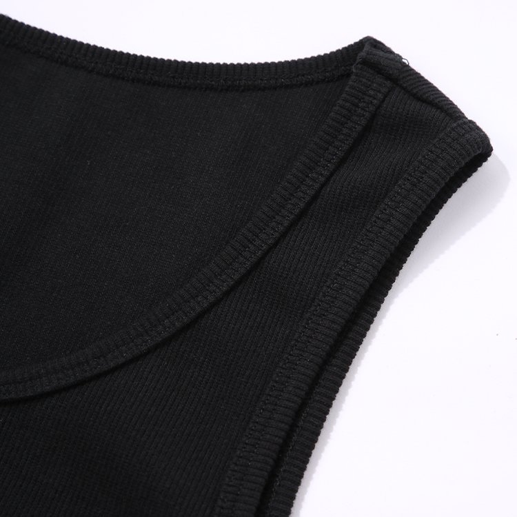 custom logo gym workout quick dry elastin ribbed fleece 100% cotton blank solid regular knit basic undershirts tank top