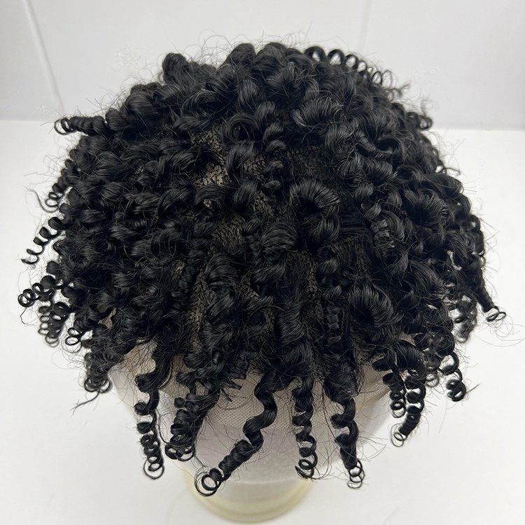Factory wholesale virgin brazilian cuticle aligned human hair full lace afro kinky curly men toupee for black men