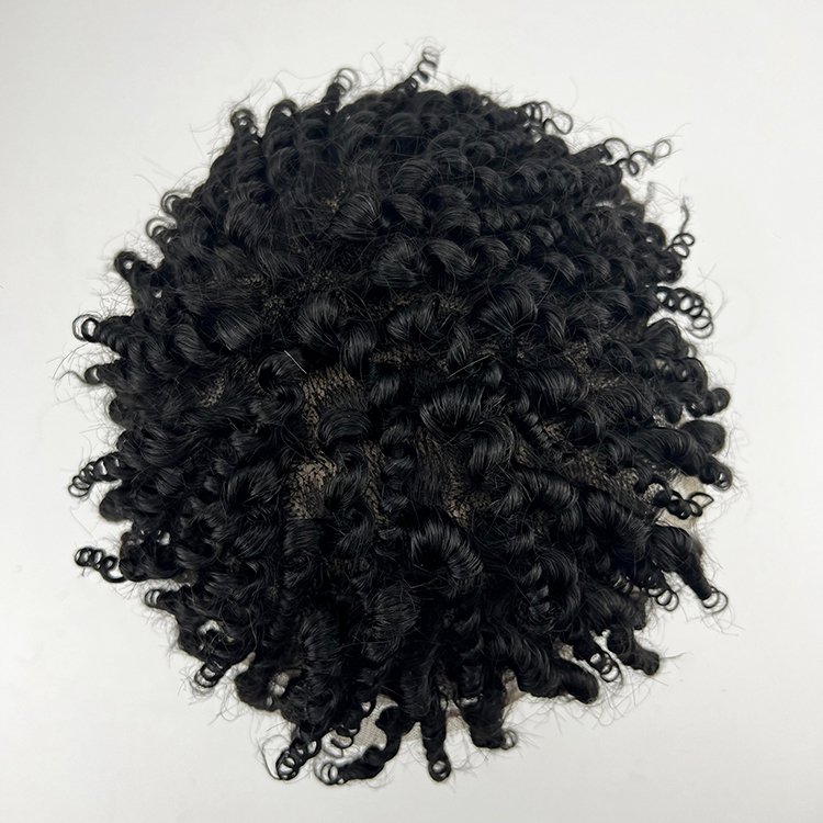 Factory wholesale virgin brazilian cuticle aligned human hair full lace afro kinky curly men toupee for black men