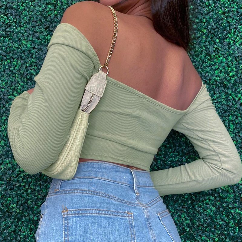 Wholesale Fashion Solid Color Women'S Sexy Long Sleeve Crop Top Casual Hollow T-Shirt