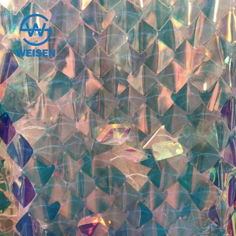 Wholesale Mesh Large Oval Lace 5 Yard Fish Scale Square Sequin Fabric