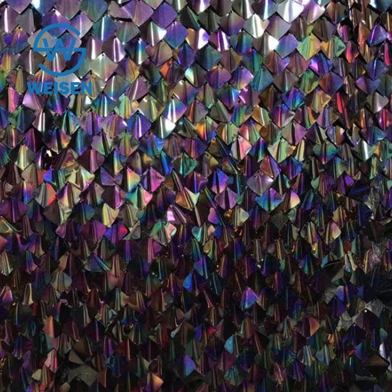 Wholesale Mesh Large Oval Lace 5 Yard Fish Scale Square Sequin Fabric