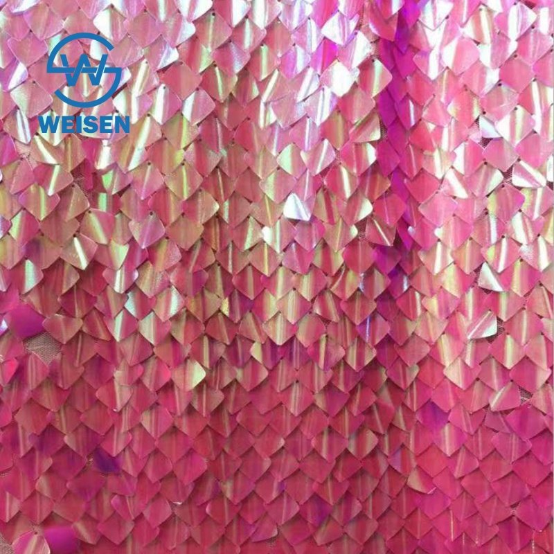 Wholesale Mesh Large Oval Lace 5 Yard Fish Scale Square Sequin Fabric