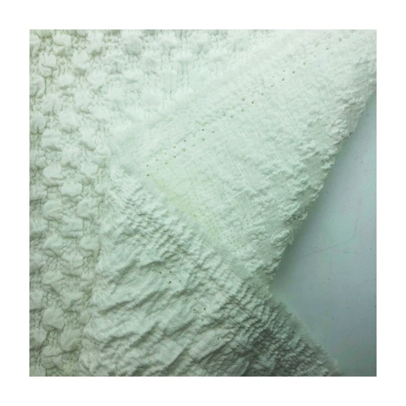 2024 Popular trends crushed texture 300gsm 95%polyester 5%spandex piece dyed crepe bubble jacquard fabric for clothing dress