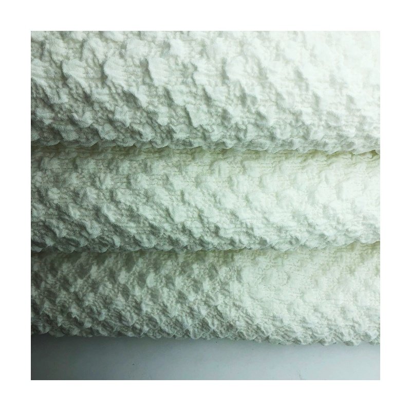 2024 Popular trends crushed texture 300gsm 95%polyester 5%spandex piece dyed crepe bubble jacquard fabric for clothing dress