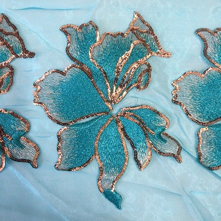 High quality sequined embroidery applique lace handcut fabric LT2578A