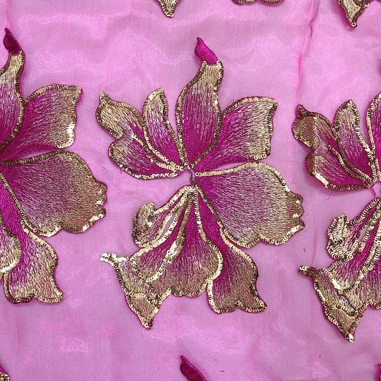 High quality sequined embroidery applique lace handcut fabric LT2578A