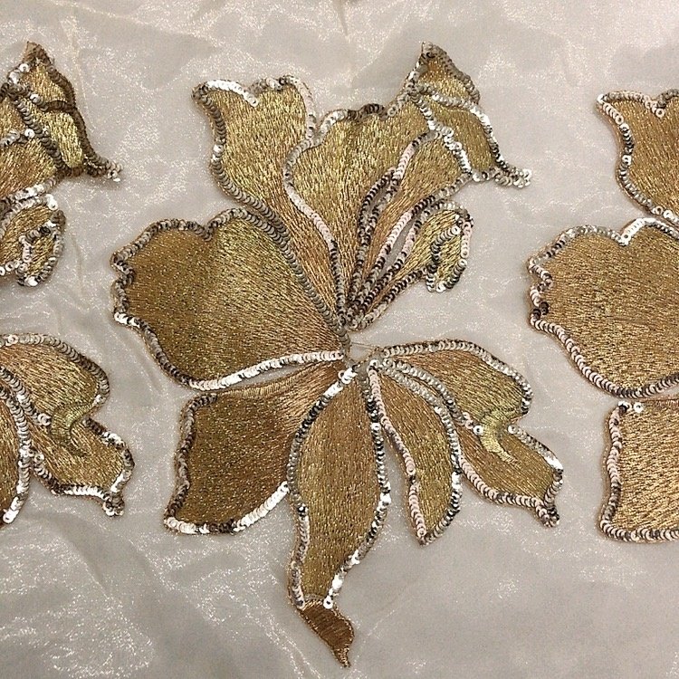 High quality sequined embroidery applique lace handcut fabric LT2578A
