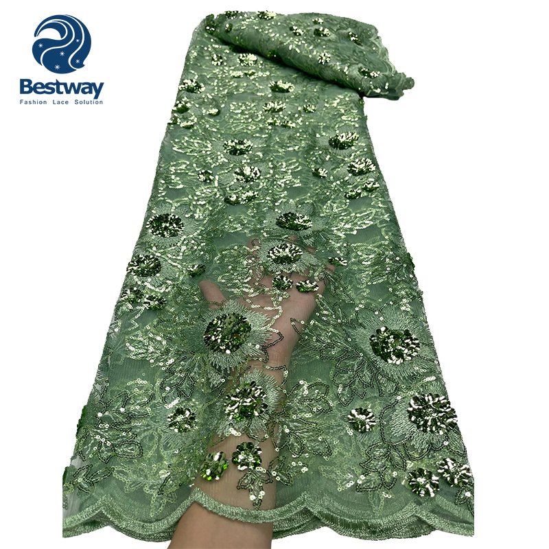 Wholesale Price Sequin Embroidery Mesh French African Laces Fabrics For Women