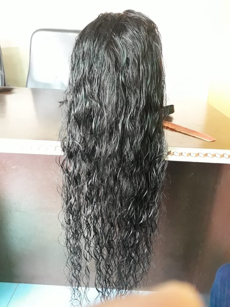 Wholesale Brazilian Virgin Hair Wigs Long Deep Wave Natural Style 4x4 Lace Toupee Base 30 Inches Stretched Length Natural Black