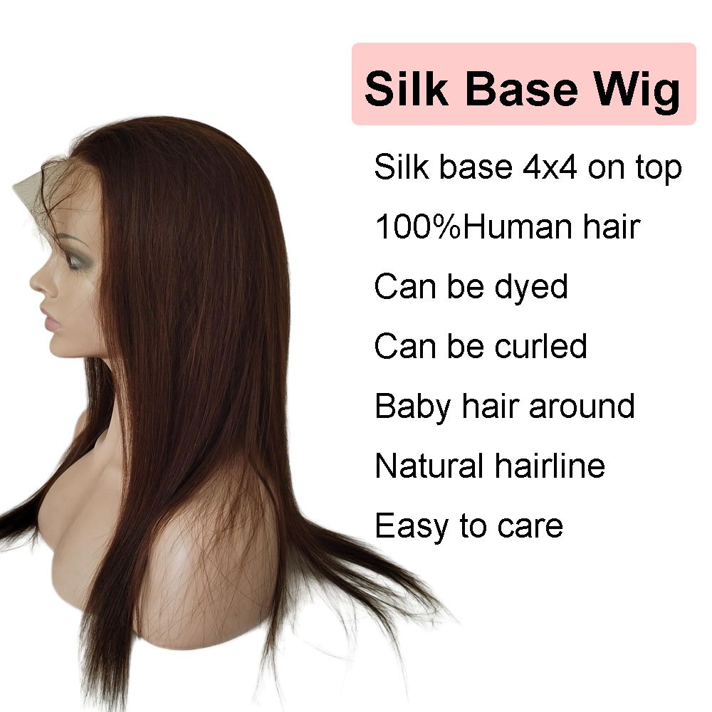 Brown Silk Base Full Lace Wig Human Hair Hand Tied Silky Straight Chocolate Brown Peruvian Silk Top Wig for Black Women