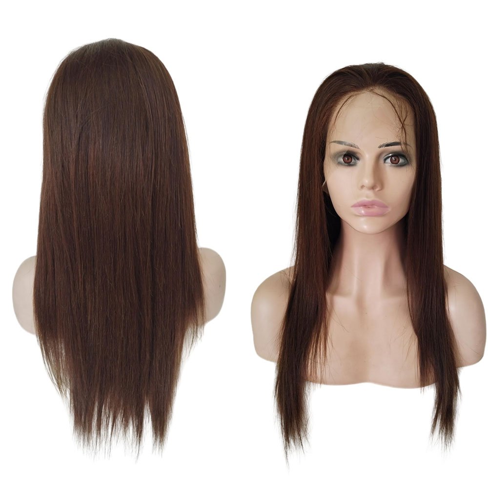Brown Silk Base Full Lace Wig Human Hair Hand Tied Silky Straight Chocolate Brown Peruvian Silk Top Wig for Black Women