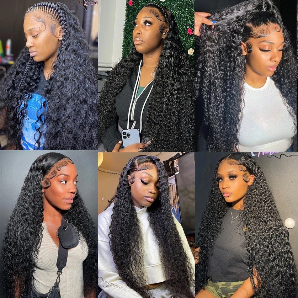 Glueless Full Swiss HD Lace Frontal Wigs Human Hair Curly Water Wave Remy Peruvian Hair Wig Transparent Lace Front Wigs