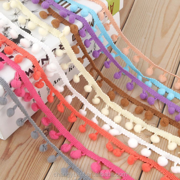 35colors wholesale 20mm DIY sewiing pom pom ball braid lace trim for garment accessories