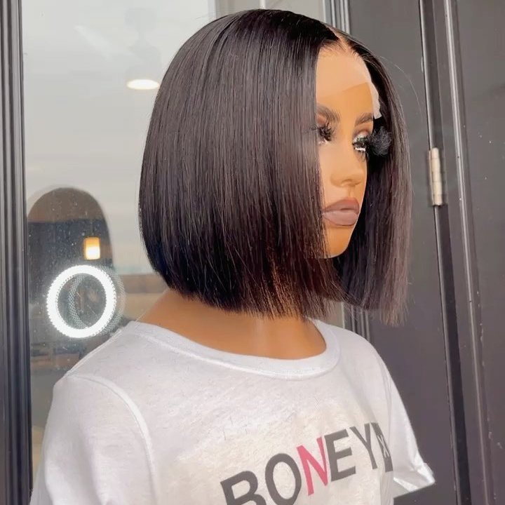 Supply Wholesale Blunt Cut Short Vietnam Wig Vietnamese Original Bob Wig Glueless Full Hd Lace Double Drawn Bone Straight Wig