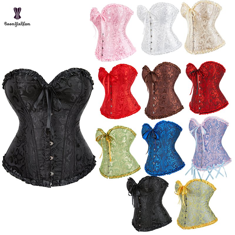 7 Colors Women's Body Shapewear Waist Training Corsets Steampunk Victorian Halloween Costume Corset Bustier Top With G String