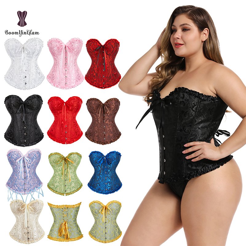 7 Colors Women's Body Shapewear Waist Training Corsets Steampunk Victorian Halloween Costume Corset Bustier Top With G String