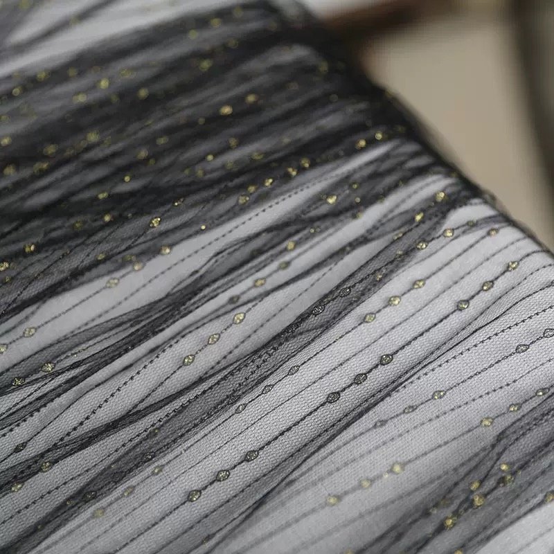 Soft African tulle gold bridal embroidery lace fabric