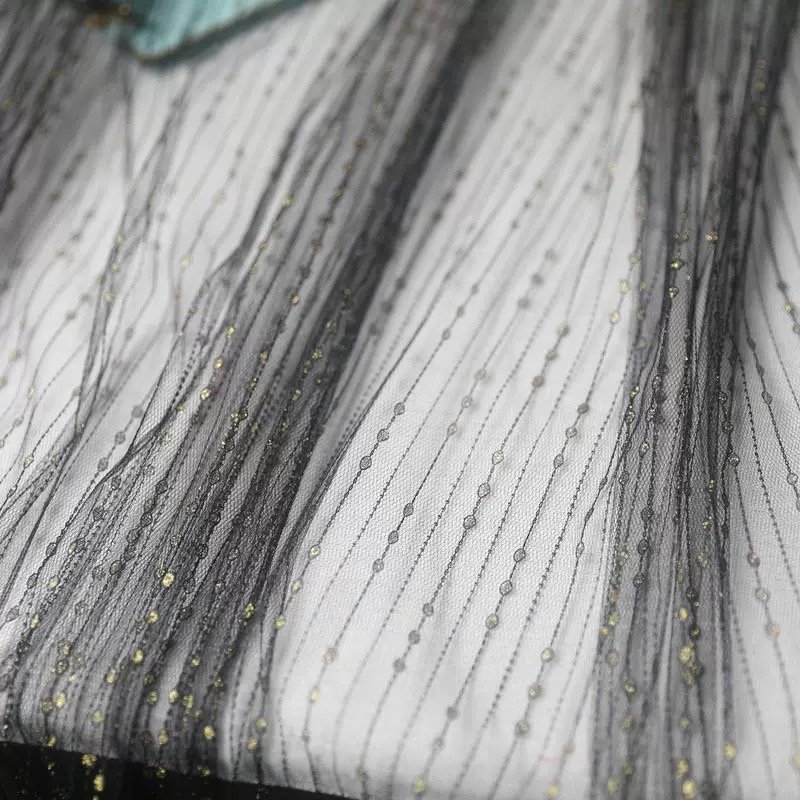 Soft African tulle gold bridal embroidery lace fabric