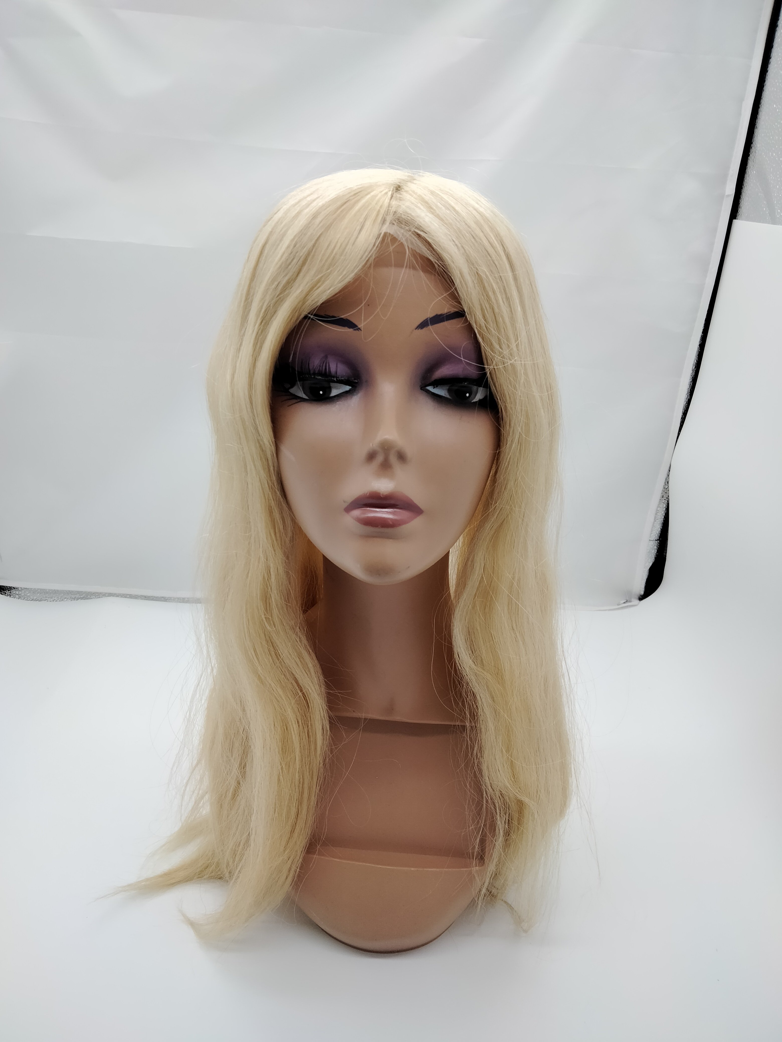 blonde women wigs Full lace base 100% Human Hair Topper hairpiece For Women of 20inches