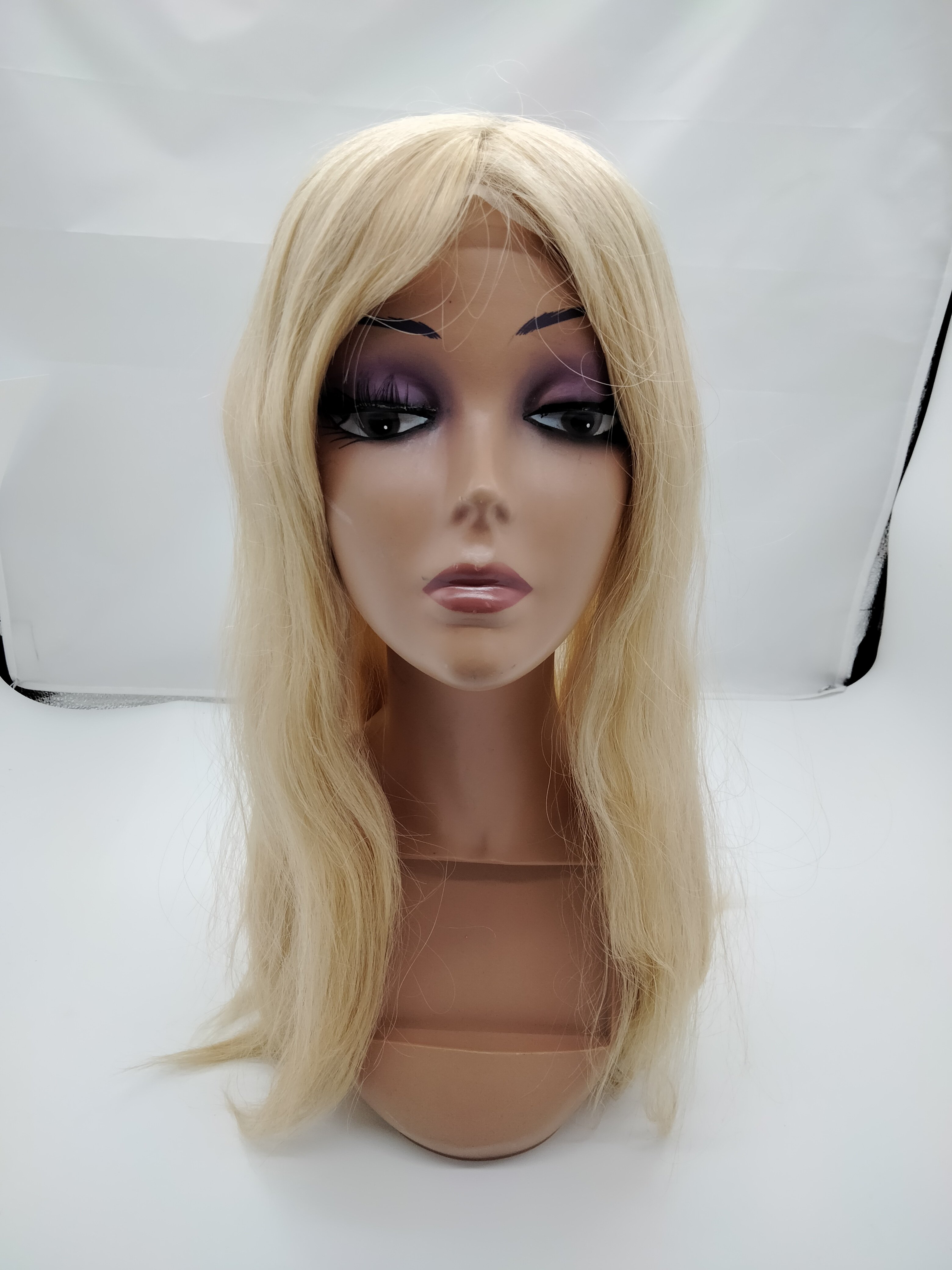 blonde women wigs Full lace base 100% Human Hair Topper hairpiece For Women of 20inches