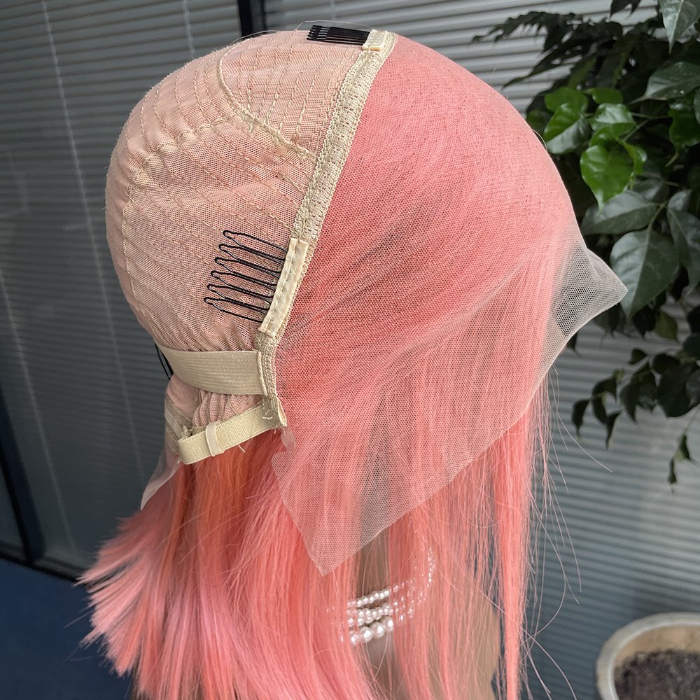 Brazilian Hair Bob Lace Front Wigs Human Hair 180% Density Pink Colored Short Bob Wigs Straight 13X4 Colored Lace Frontal Wig