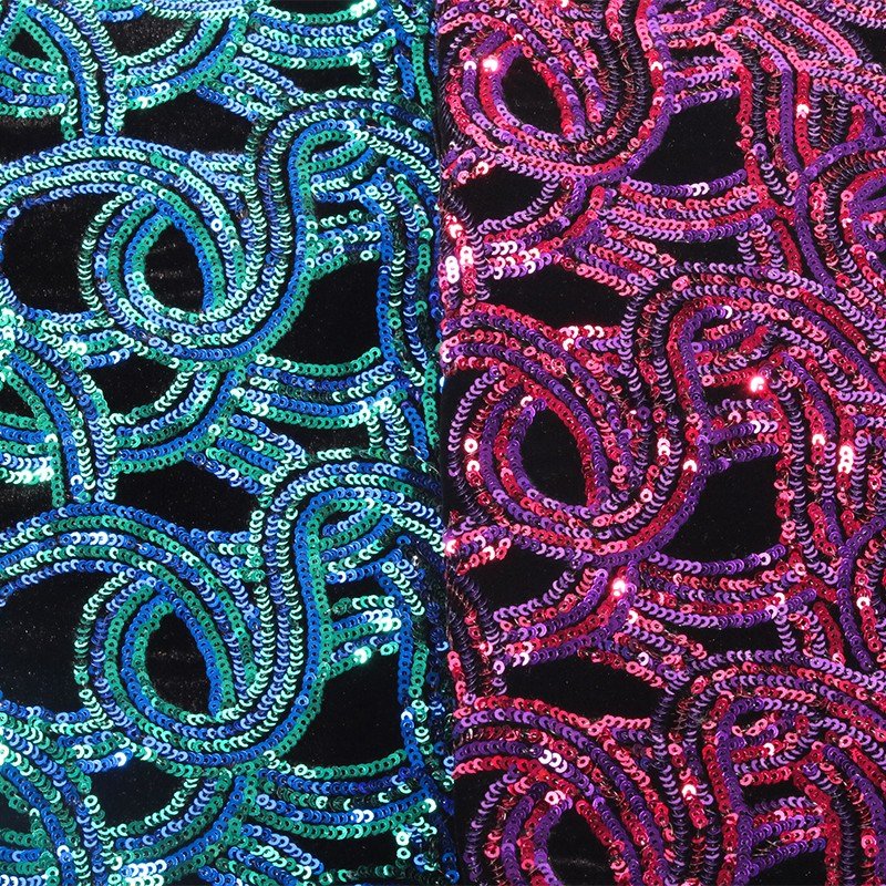 High quality africa stretch 4 way stretch velvet sequin embroidery designs fabric for clothes