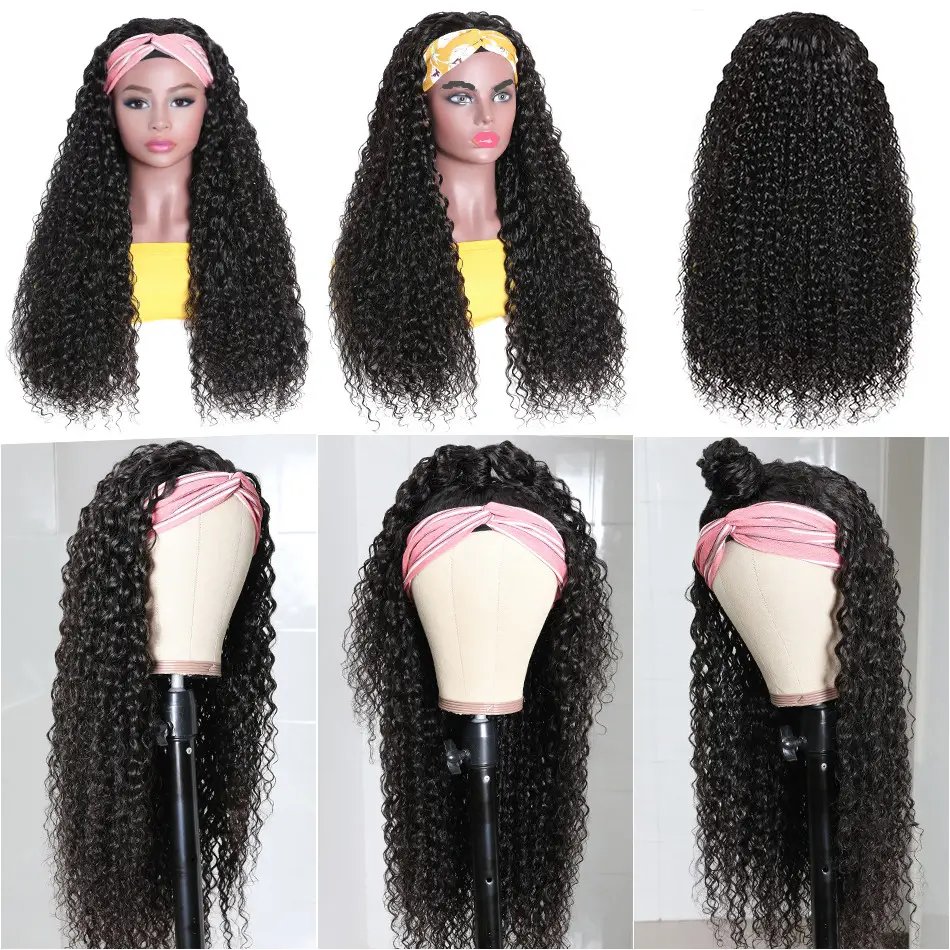 Cheap Wholesale 100% Headband Human Hair Wig Vendors Natural Color Glueless Non Lace Human hair Headband Wigs For Black Women