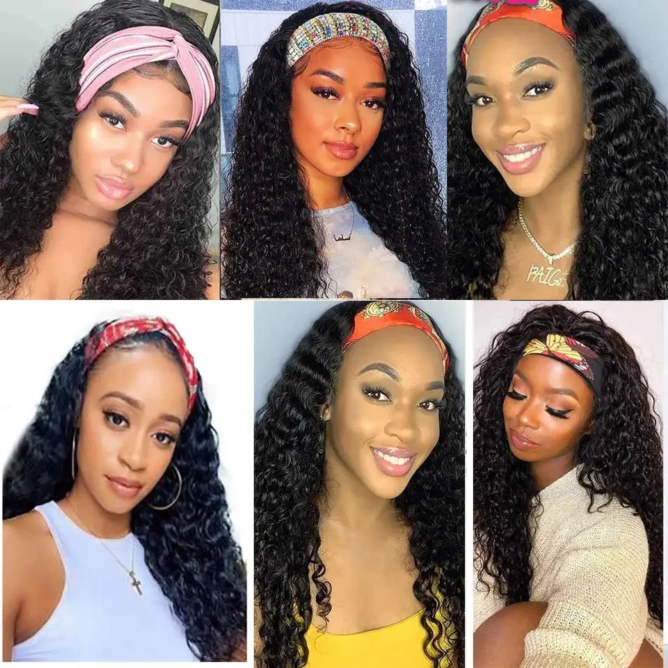 Cheap Wholesale 100% Headband Human Hair Wig Vendors Natural Color Glueless Non Lace Human hair Headband Wigs For Black Women