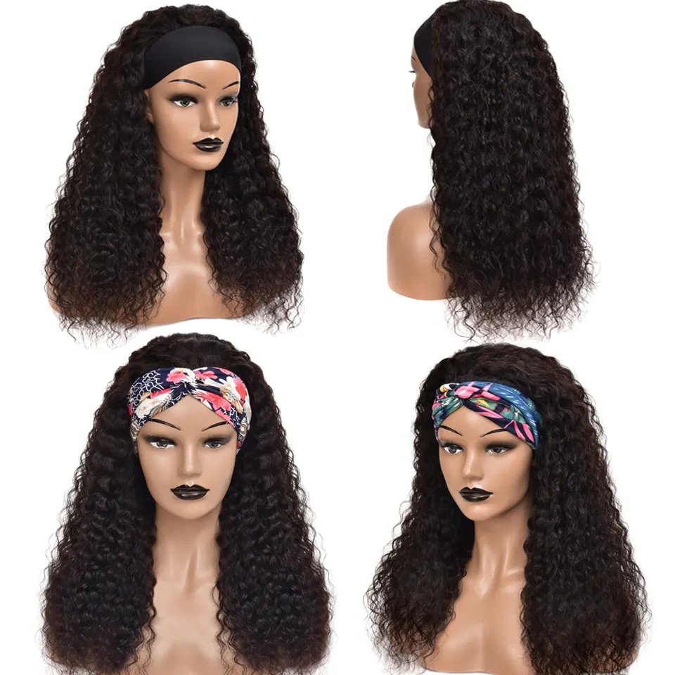Cheap Wholesale 100% Headband Human Hair Wig Vendors Natural Color Glueless Non Lace Human hair Headband Wigs For Black Women