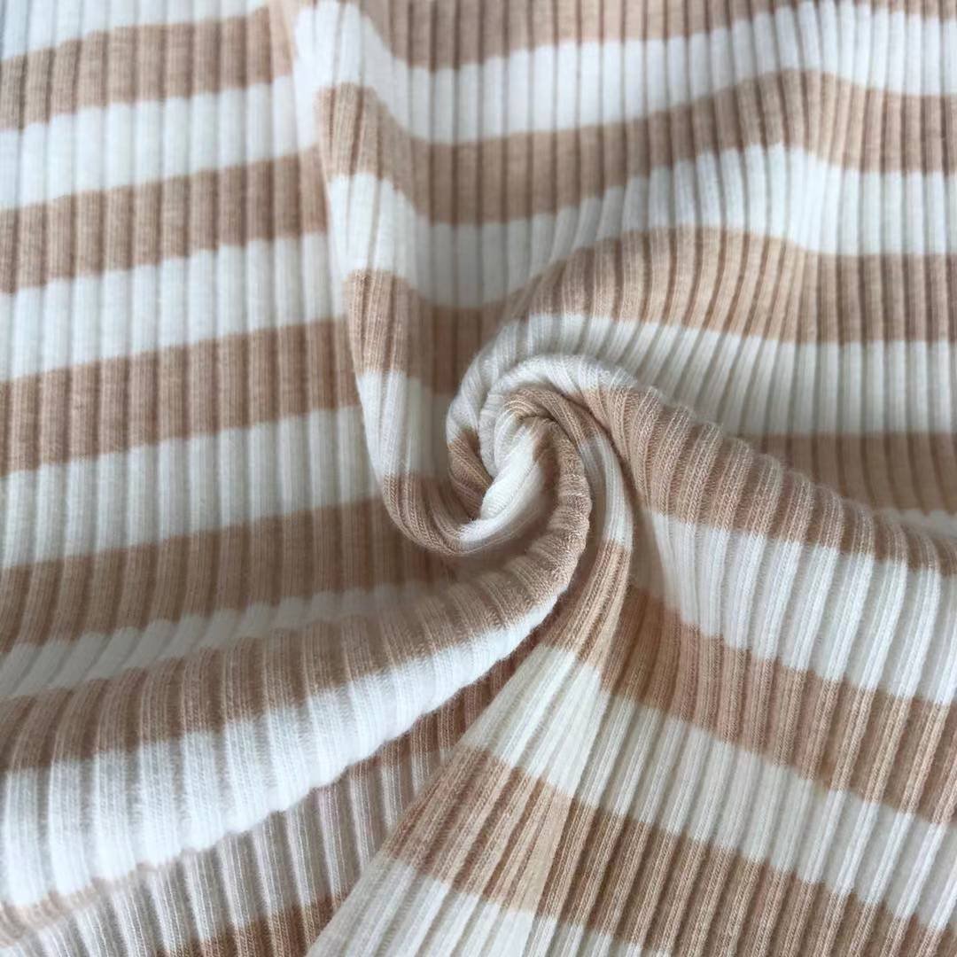 2022 Textile Organic cotton Spandex Yarn Dyed Jersey Rib Fabric Factory